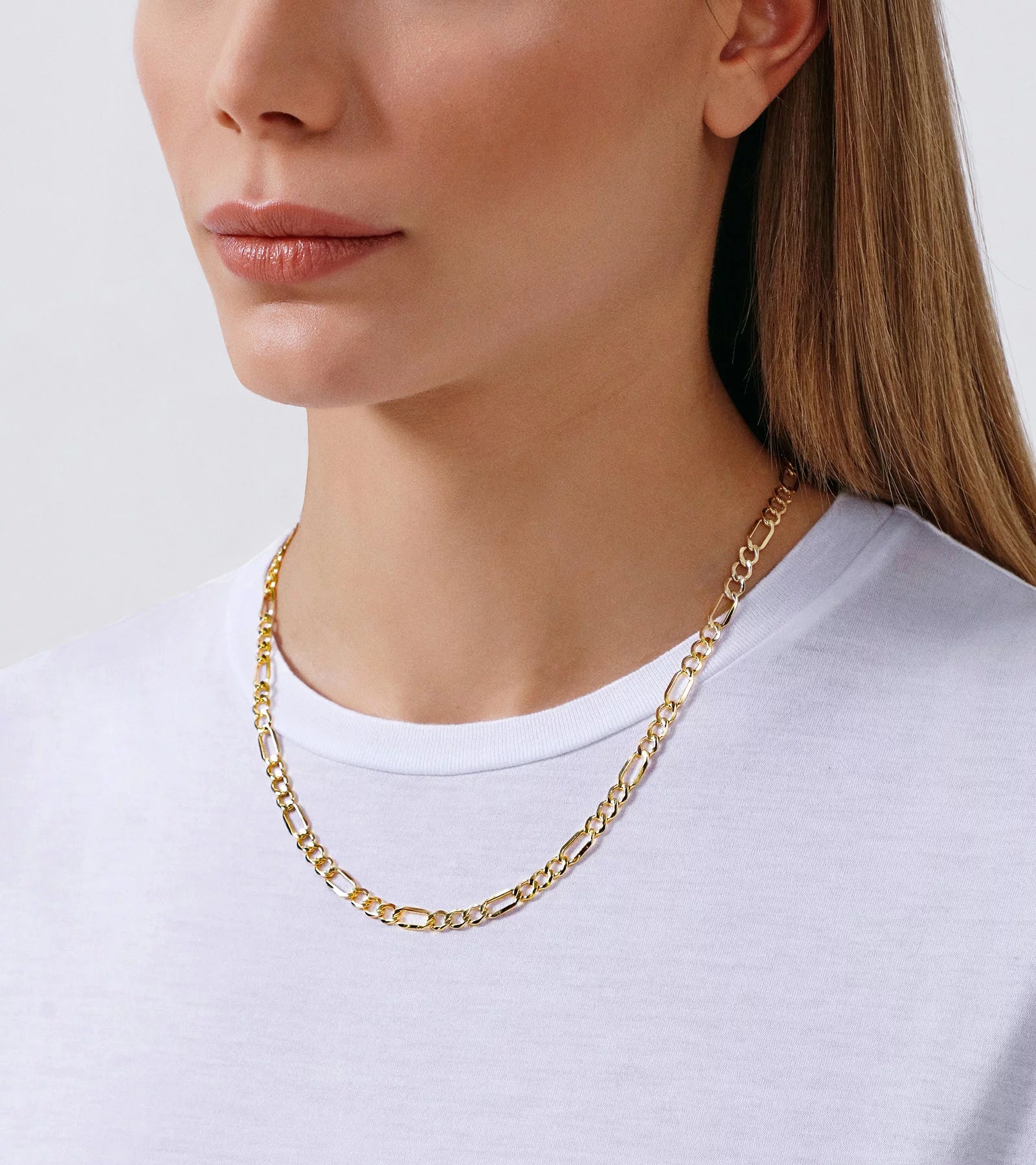 Gold Chain Necklace Collection - 14K Solid Yellow Gold Filled Figaro Chain Necklaces for Women and Men with Different Sizes (2.8Mm, 3.7Mm, 4.7Mm, 5.6Mm)